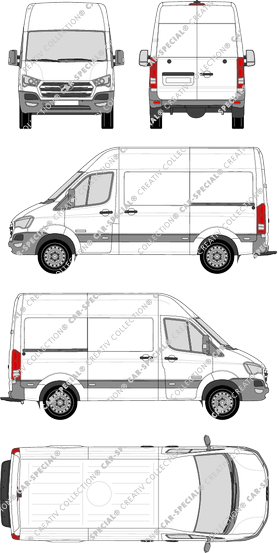 Hyundai H350 Cargo, furgón, L2, Rear Wing Doors, 2 Sliding Doors (2015)