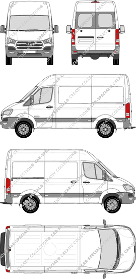 Hyundai H350 Cargo, furgone, L2, vitre arrière, Rear Wing Doors, 1 Sliding Door (2015)