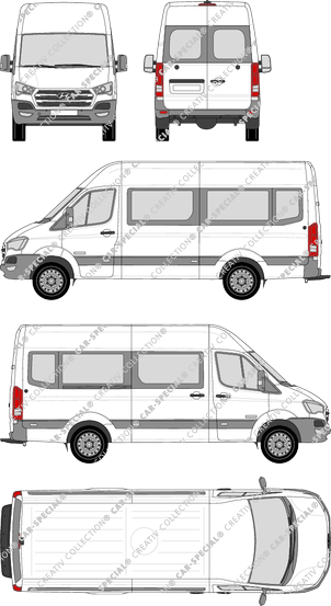 Hyundai H350, microbús, L3, Rear Wing Doors, 1 Sliding Door (2015)