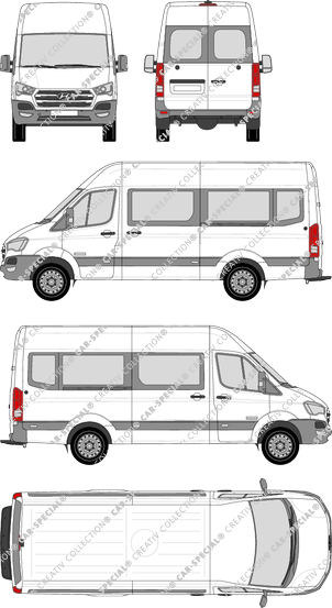 Hyundai H350, microbús, L3, Rear Wing Doors, 2 Sliding Doors (2015)