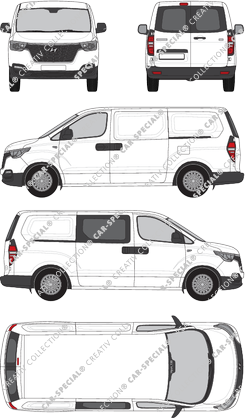 Hyundai H-1 Cargo, Cargo, furgón, Heck verglast, rechts teilverglast, Rear Wing Doors, 2 Sliding Doors (2019)