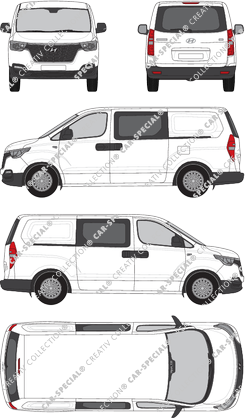 Hyundai H-1 Cargo, Cargo, van/transporter, rear window, double cab, Rear Flap, 2 Sliding Doors (2019)