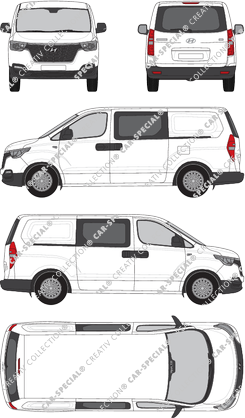 Hyundai H-1 Cargo, Cargo, Kastenwagen, Heck verglast, Doppelkabine, Rear Flap, 2 Sliding Doors (2019)