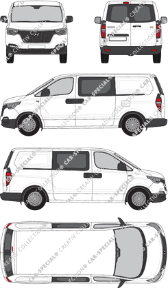 Hyundai H-1 Cargo, Cargo, van/transporter, rear window, double cab, Rear Wing Doors, 2 Sliding Doors (2019)