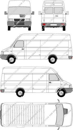 Iveco Daily 30-8 C, 30-8 C, fourgon, toit haut, Radstand kurz, Heck verglast (1999)