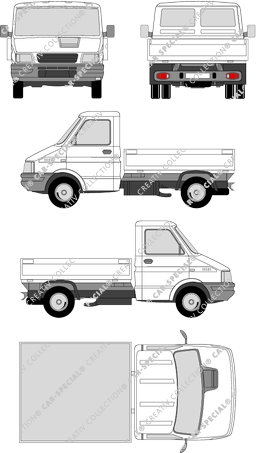 Iveco Daily 35-10, 35-10, catre, paso de rueda corto, cabina individual (1999)