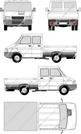 Iveco Daily 35-12, 35-12, Classic, platform, short wheelbase, double cab (1999)