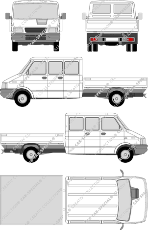 Iveco Daily 49-12, 49-12, Classic, platform, long wheelbase, Dreierkabine (1999)