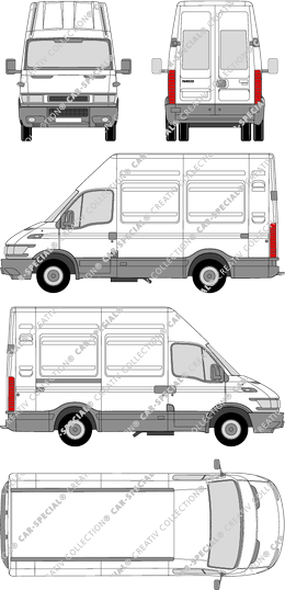 Iveco Daily 35 S, Radstand 3000L, Kastenwagen, Dachhöhe 3, Heck verglast (1999)