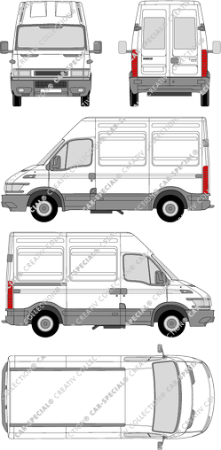 Iveco Daily 35 S, Radstand 3000, furgone, Dachhöhe 2, vitre arrière (1999)
