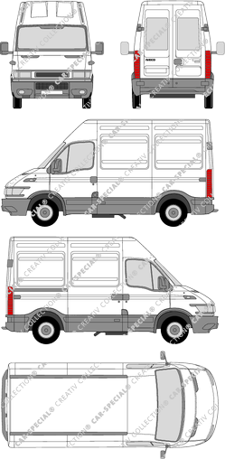 Iveco Daily 35 S, Radstand 3000, Kastenwagen, Dachhöhe 2, Heck verglast (1999)