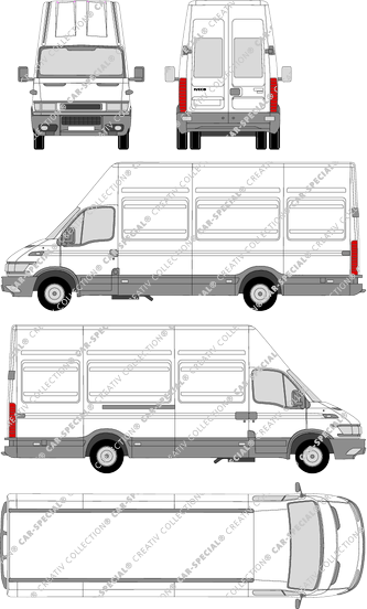 Iveco Daily 35 S, Radstand 3950, furgone, Dachhöhe 3, vitre arrière (1999)