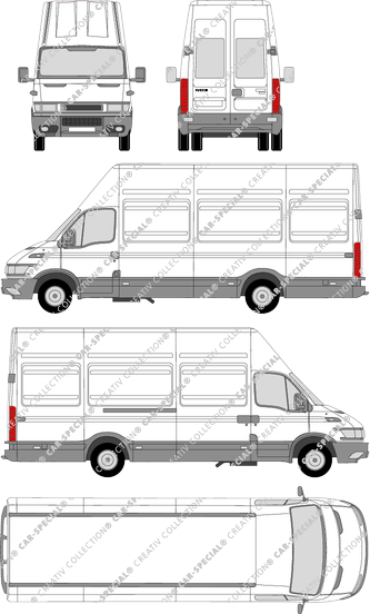 Iveco Daily 35 S, Radstand 3950, Kastenwagen, Dachhöhe 3, Heck verglast (1999)