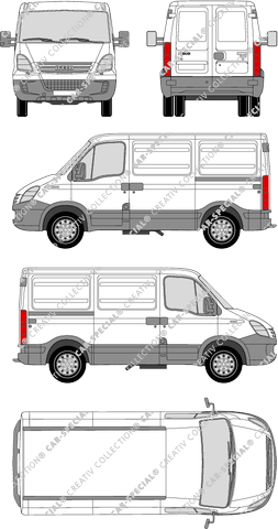 Iveco Daily 45 C, Radstand 3000, Kastenwagen, Dachhöhe 1, 2 Sliding Doors (2006)