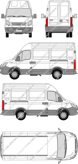 Iveco Daily 45 C, Radstand 3000L, furgone, Dachhöhe 2, 2 Sliding Doors (2006)