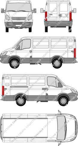 Iveco Daily 35S, 35S, furgón, altitud de tejado 1, paso de rueda 3000L, 1 Sliding Door (2006)