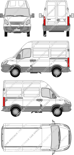 Iveco Daily 35 S, Radstand 3000, furgón, altitud de tejado 2, 2 Sliding Doors (2006)