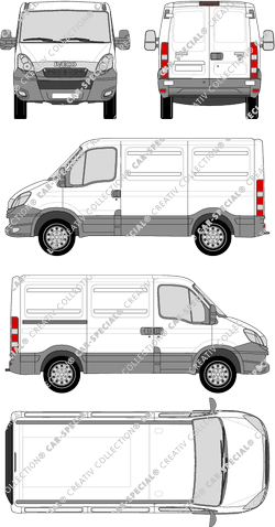 Iveco Daily, furgone, H1, 3000, Rear Wing Doors, 1 Sliding Door (2012)