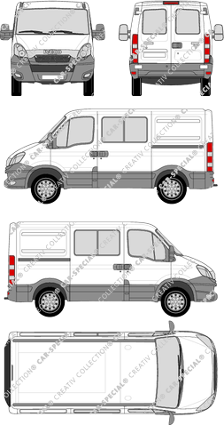 Iveco Daily, van/transporter, H1, 3000, rear window, double cab, Rear Wing Doors, 2 Sliding Doors (2012)