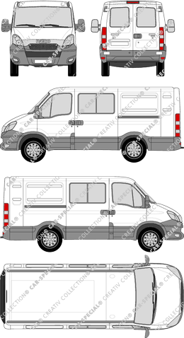 Iveco Daily, Kastenwagen, H1, 3000L, Heck verglast, Doppelkabine, Rear Wing Doors, 2 Sliding Doors (2012)