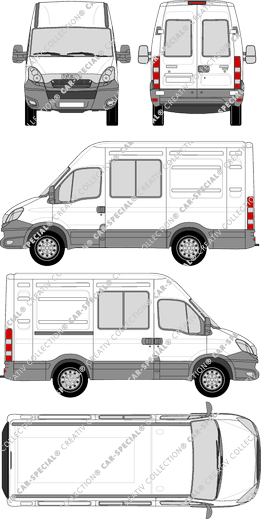 Iveco Daily, van/transporter, H2, 3000L, rear window, double cab, Rear Wing Doors, 1 Sliding Door (2012)