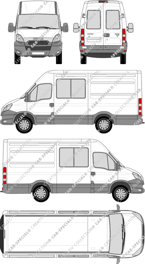 Iveco Daily, furgone, H2, 3300, vitre arrière, Doppelkabine, Rear Wing Doors (2012)