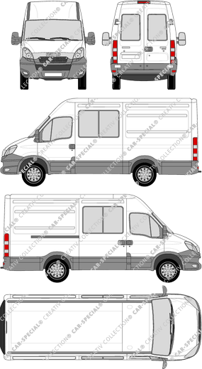 Iveco Daily, Kastenwagen, H2, 3300, Heck verglast, Doppelkabine, Rear Wing Doors, 1 Sliding Door (2012)