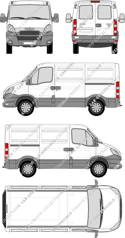 Iveco Daily, van/transporter, H1, 3000, rear window, Rear Wing Doors, 2 Sliding Doors (2012)