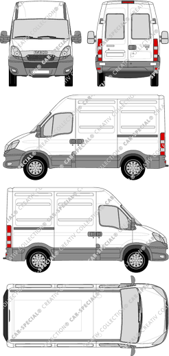 Iveco Daily, van/transporter, H2, 3000, rear window, Rear Wing Doors, 2 Sliding Doors (2012)