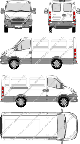 Iveco Daily, van/transporter, H1, 3000L, rear window, Rear Wing Doors, 1 Sliding Door (2012)