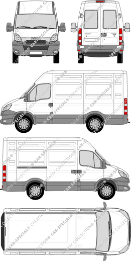 Iveco Daily, van/transporter, H2, 3000L, rear window, Rear Wing Doors, 1 Sliding Door (2012)