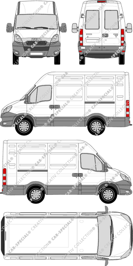 Iveco Daily, van/transporter, H2, 3000L, rear window, Rear Wing Doors, 2 Sliding Doors (2012)