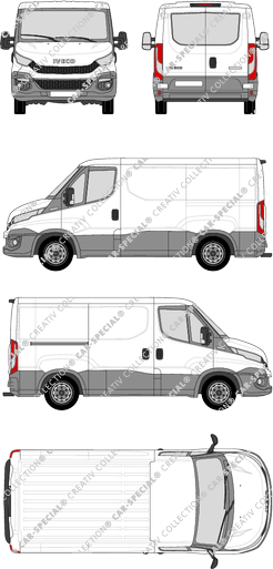 Iveco Daily, furgone, Dachhöhe 1, empattement 3000, vitre arrière, 1 Sliding Door (2014)