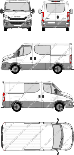 Iveco Daily, Kastenwagen, Dachhöhe 1, Radstand 3000, Heck verglast, Doppelkabine, 2 Sliding Doors (2014)