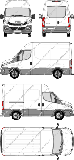 Iveco Daily, Kastenwagen, Dachhöhe 2, Radstand 3000, Heck verglast, 1 Sliding Door (2014)