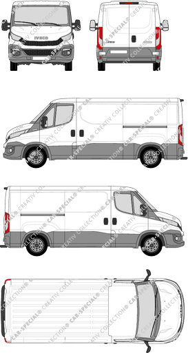 Iveco Daily, furgone, Dachhöhe 1, empattement 3520, 2 Sliding Doors (2014)