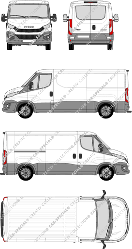 Iveco Daily, furgone, Dachhöhe 1, empattement 3520, vitre arrière, 1 Sliding Door (2014)