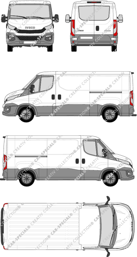 Iveco Daily, van/transporter, roof height 1, wheelbase 3520, rear window, 2 Sliding Doors (2014)