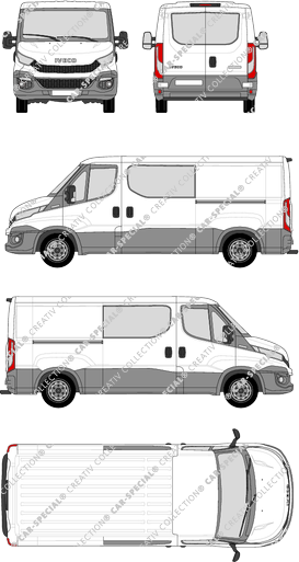 Iveco Daily, van/transporter, roof height 1, wheelbase 3520, rear window, double cab, 2 Sliding Doors (2014)