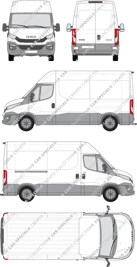 Iveco Daily, furgone, Dachhöhe 2, empattement 3520, 1 Sliding Door (2014)
