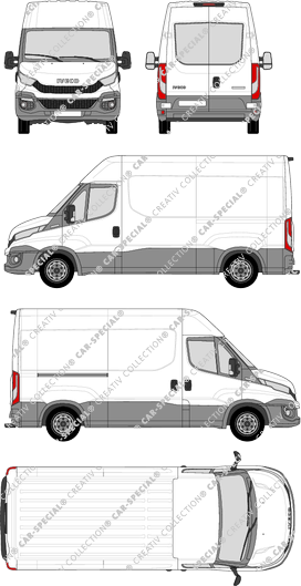 Iveco Daily, furgone, Dachhöhe 2, empattement 3520, vitre arrière, 1 Sliding Door (2014)