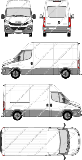 Iveco Daily, Kastenwagen, Dachhöhe 2, Radstand 3520, Heck verglast, 1 Sliding Door (2014)