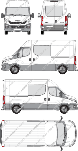 Iveco Daily, Kastenwagen, Dachhöhe 2, Radstand 3520, Heck verglast, Doppelkabine, 2 Sliding Doors (2014)