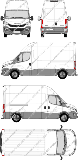 Iveco Daily, furgone, Dachhöhe 3, empattement 3520, 1 Sliding Door (2014)