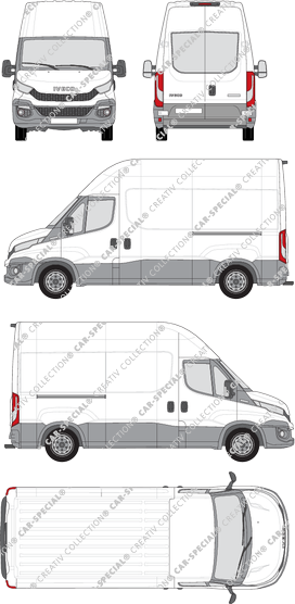 Iveco Daily, furgone, Dachhöhe 3, empattement 3520, vitre arrière, 2 Sliding Doors (2014)