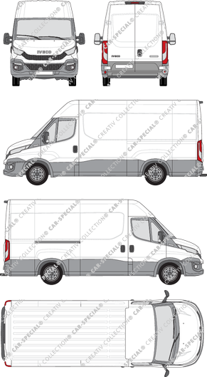 Iveco Daily, furgone, Dachhöhe 2, empattement 3520L, 1 Sliding Door (2014)