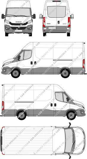 Iveco Daily, furgone, Dachhöhe 2, empattement 3520L, vitre arrière, 2 Sliding Doors (2014)