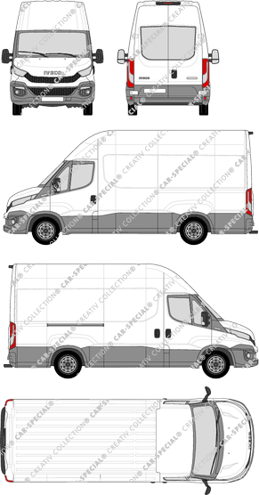 Iveco Daily, furgone, Dachhöhe 3, empattement 3520L, vitre arrière, 1 Sliding Door (2014)