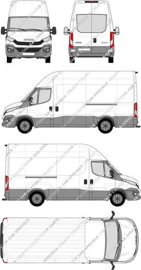 Iveco Daily, furgone, Dachhöhe 3, empattement 3520L, vitre arrière, 2 Sliding Doors (2014)