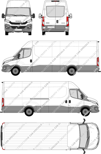 Iveco Daily, furgone, Dachhöhe 2, empattement 4100, vitre arrière, 1 Sliding Door (2014)